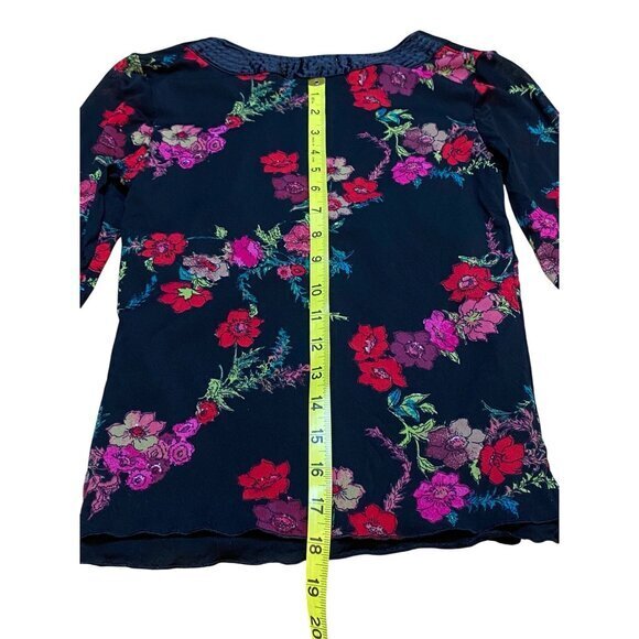 Y2K Old Navy Micro Mesh 3/4 Sleeve Floral Top XS - Picture 6 of 6